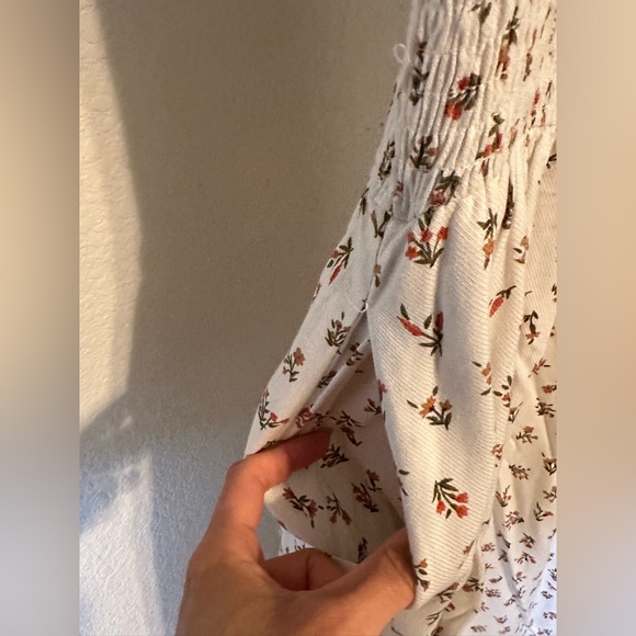 Breath Of Youth White Smocked Maxi Dress Dainty Cottage Core Floral Print Small - Picture 6 of 8